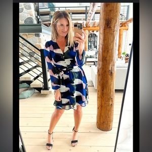 Banana Republic Blue and Black Midi Dress